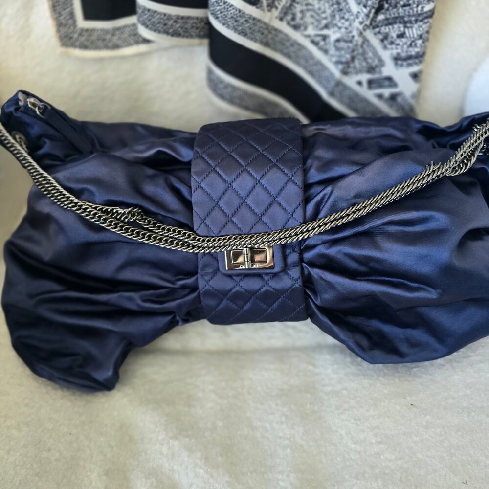 Chanel 2.55 Reissue "Butterfly" Bag in Navy Satin